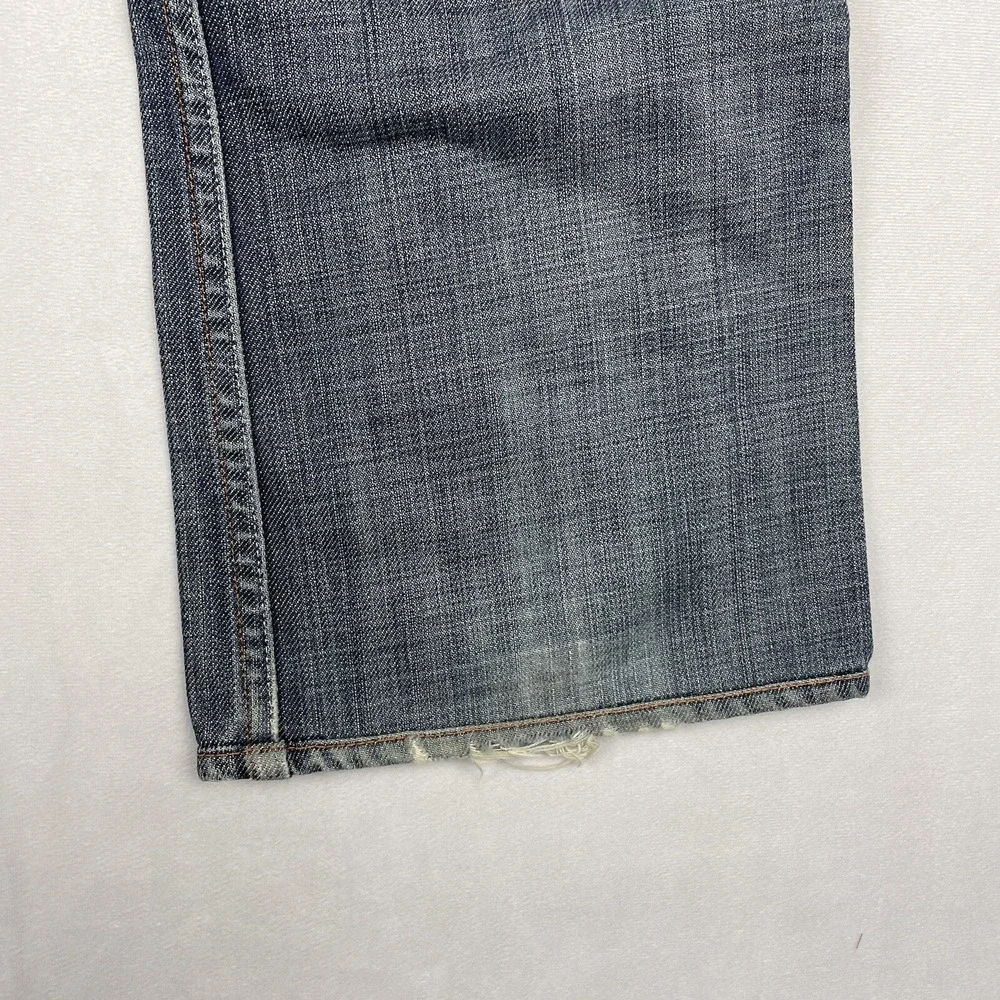 Earnest Sewn Jeans Mens 32x27 Fulton‎ Dark Wash Blue Denim Button Fly USA Made